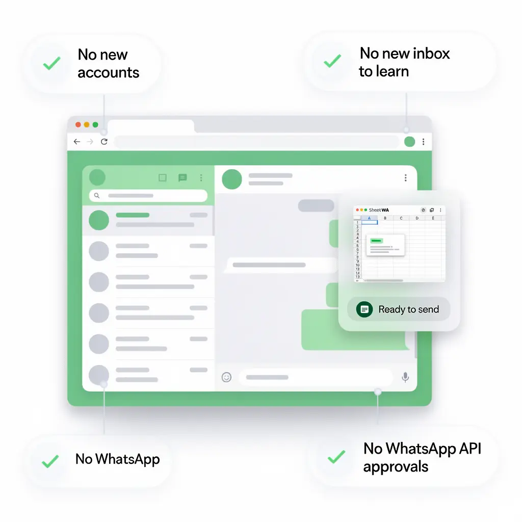 Premium Sender works inside WhatsApp Web - no new dashboard